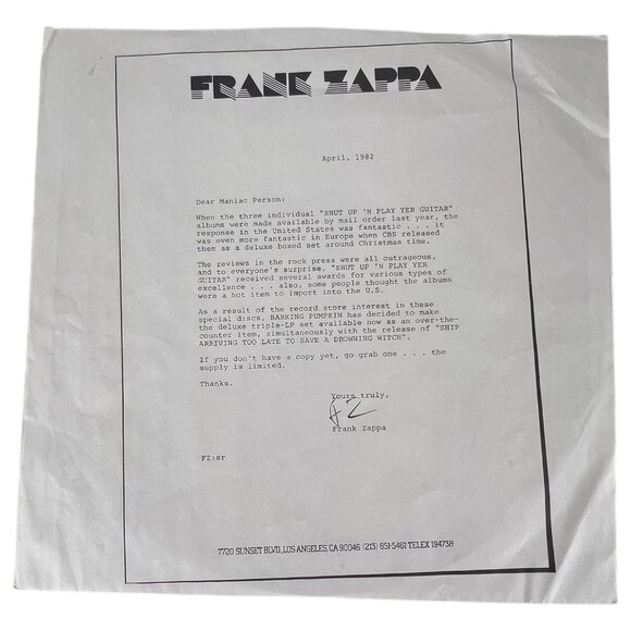 Frank Zappa Ship Arriving Too Late 2 Save Drowning Witch Vinyl LP Barking Pumpki - Picture 7 of 7